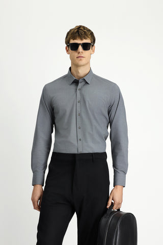  Orta Antrasit Uzun Kol Slim Fit Dar Kesim Pamuklu Gömlek