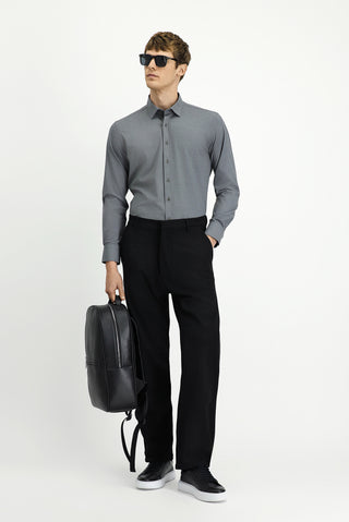  Orta Antrasit Uzun Kol Slim Fit Dar Kesim Pamuklu Gömlek