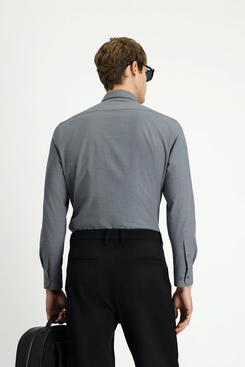 Orta Antrasit Uzun Kol Slim Fit Dar Kesim Pamuklu Gömlek