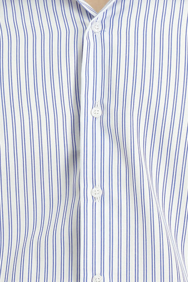 Mavi Uzun Kol Slim Fit Pamuk Çizgili Gömlek