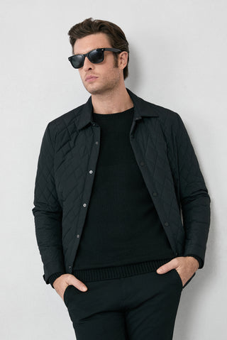  Siyah Çıtçıtlı Kapitone Mevsimlik Mont