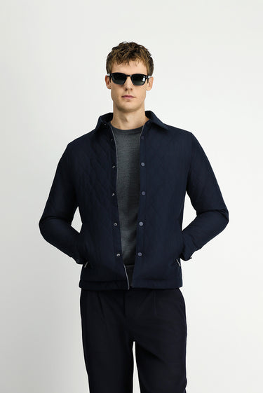  Koyu Lacivert Çıtçıtlı Kapitone Mevsimlik Mont