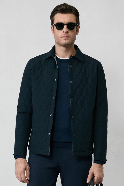 Koyu Lacivert Çıtçıtlı Kapitone Mevsimlik Mont