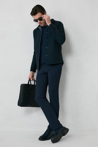  Koyu Lacivert Çıtçıtlı Kapitone Mevsimlik Mont