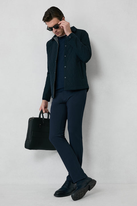 Koyu Lacivert Çıtçıtlı Kapitone Mevsimlik Mont