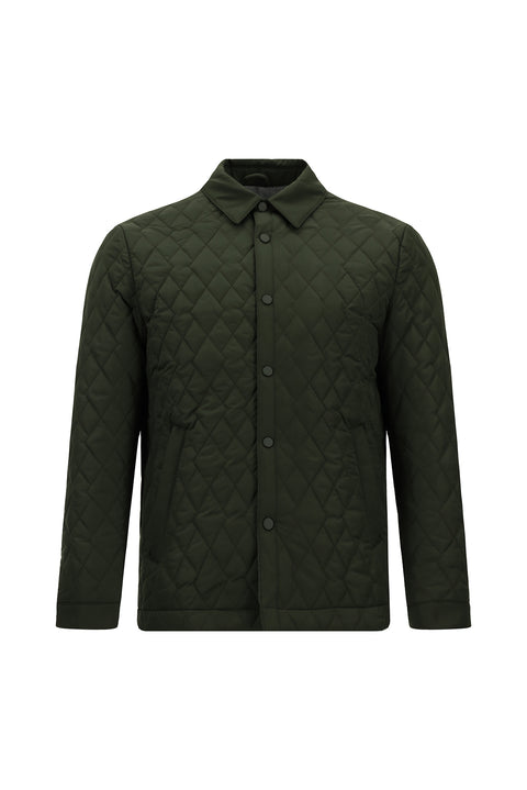 Medium Khaki Snap-Button Quilted Seasonal Jacket