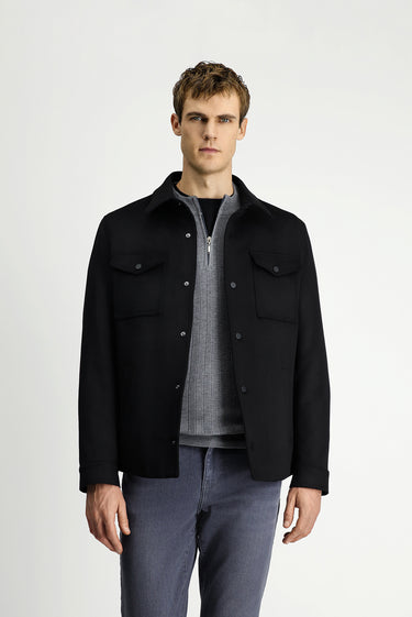  Siyah Çıtçıtlı Mevsimlik Pamuklu Gömlek / Mont