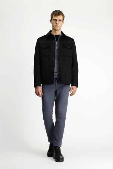  Siyah Çıtçıtlı Mevsimlik Pamuklu Gömlek / Mont