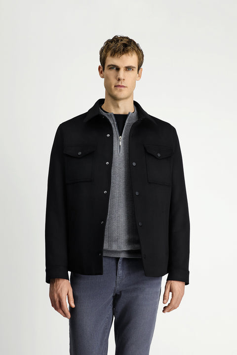 Siyah Çıtçıtlı Mevsimlik Pamuklu Ceket / Mont