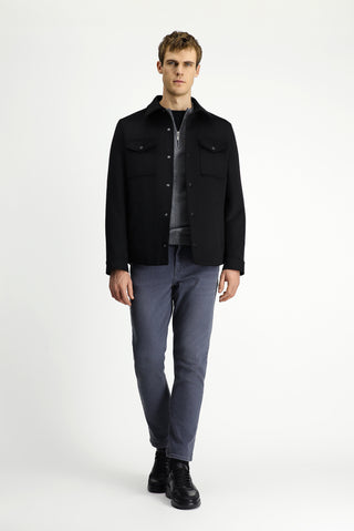  Siyah Çıtçıtlı Mevsimlik Pamuklu Ceket / Mont