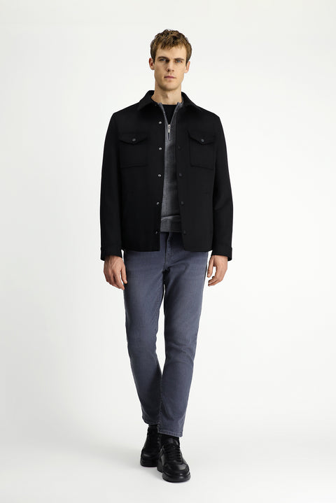 Siyah Çıtçıtlı Mevsimlik Pamuklu Ceket / Mont