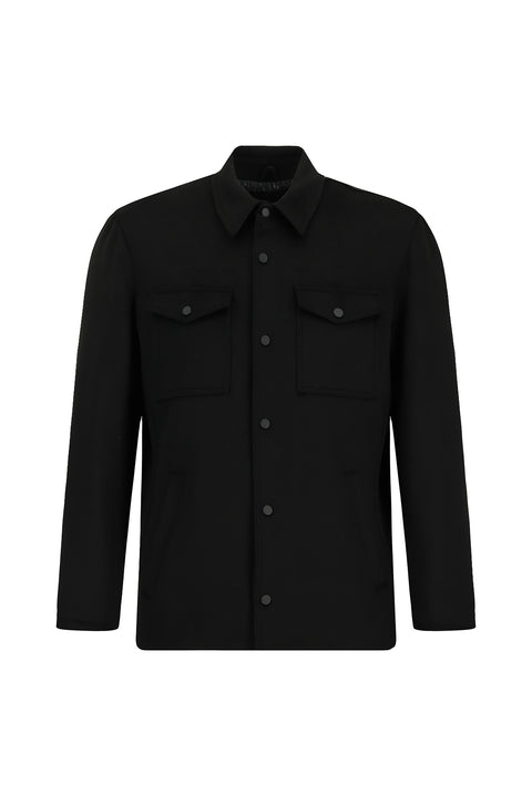 Siyah Çıtçıtlı Mevsimlik Pamuklu Ceket / Mont