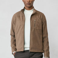 Orta Vizon Spor Dik Yaka Fermuarlı Süet Ceket / Mont