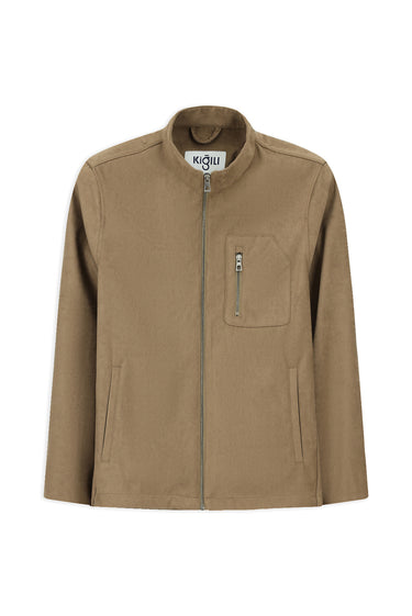  Orta Vizon Spor Dik Yaka Fermuarlı Süet Ceket / Mont