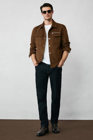  Açık Kahve  Cepli Çıtçıtlı Süet Ceket / Mont