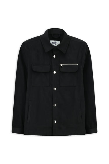  Orta Antrasit Spor Çıtçıtlı Süet Ceket / Mont