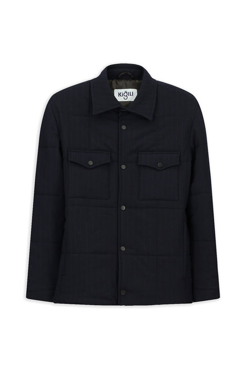 Açık Lacivert Çizgili Çıtçıtlı Gömlek / Mont