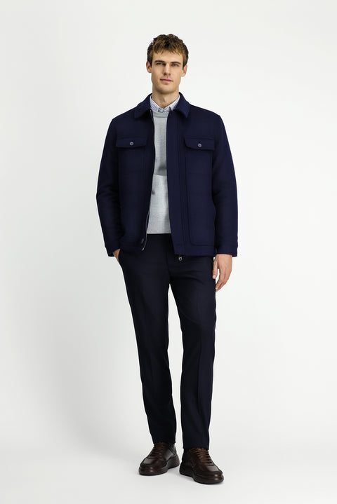 Koyu Lacivert Likralı Spor Mont Ceket