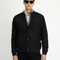 Siyah Slim Fit Dar Kesim Likralı Çıtçıtlı Cepli Bomber Ceket Mont