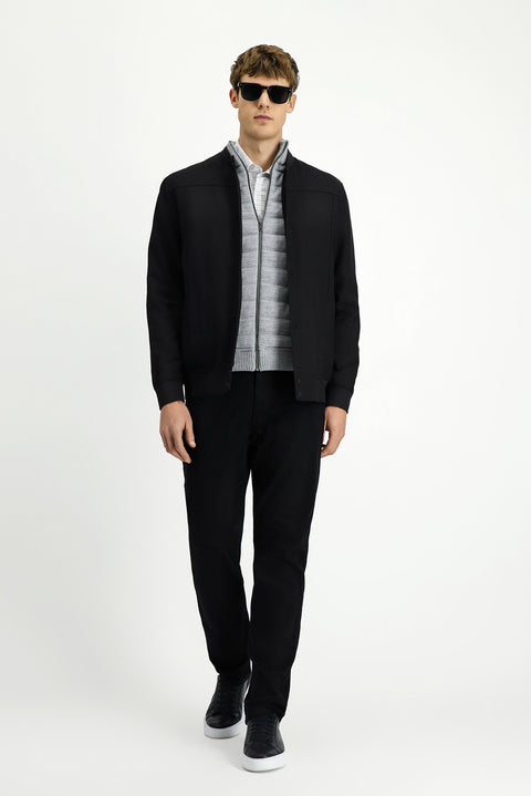 Siyah Slim Fit Dar Kesim Likralı Çıtçıtlı Cepli Bomber Ceket Mont
