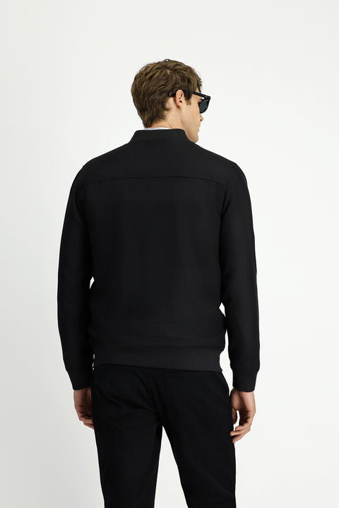 Siyah Slim Fit Dar Kesim Likralı Çıtçıtlı Cepli Bomber Ceket Mont