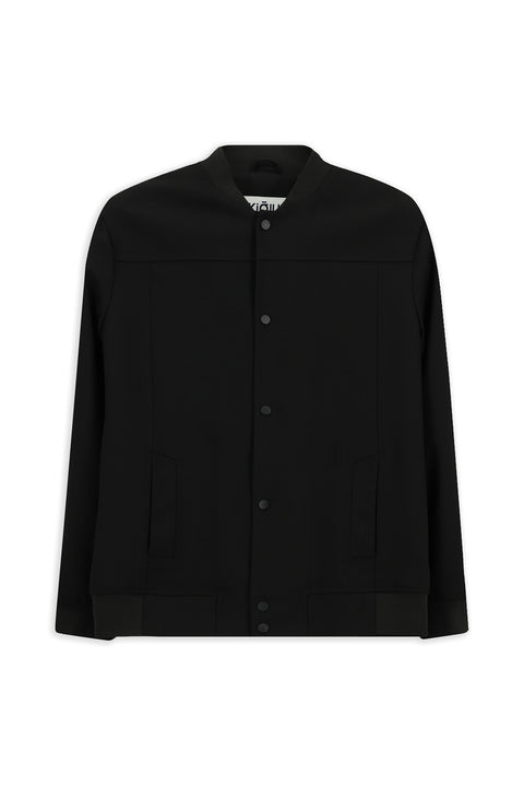 Siyah Slim Fit Dar Kesim Likralı Çıtçıtlı Cepli Bomber Ceket Mont