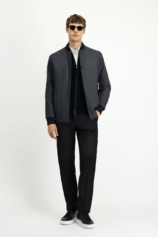  Orta Füme Slim Fit Dar Kesim Likralı Bomber Ceket Mont