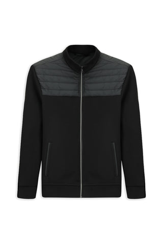  Siyah Dik Yaka Fermuarlı Kapitone Örme Mont