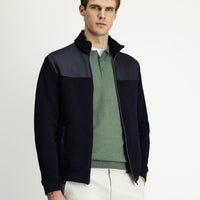 Koyu Lacivert Dik Yaka Scuba Detaylı Fermuarlı Örme Mont