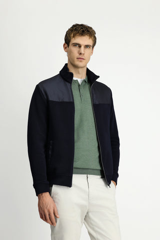  Koyu Lacivert Dik Yaka Scuba Detaylı Örme Mont