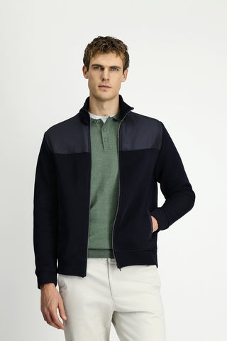  Koyu Lacivert Dik Yaka Scuba Detaylı Örme Mont