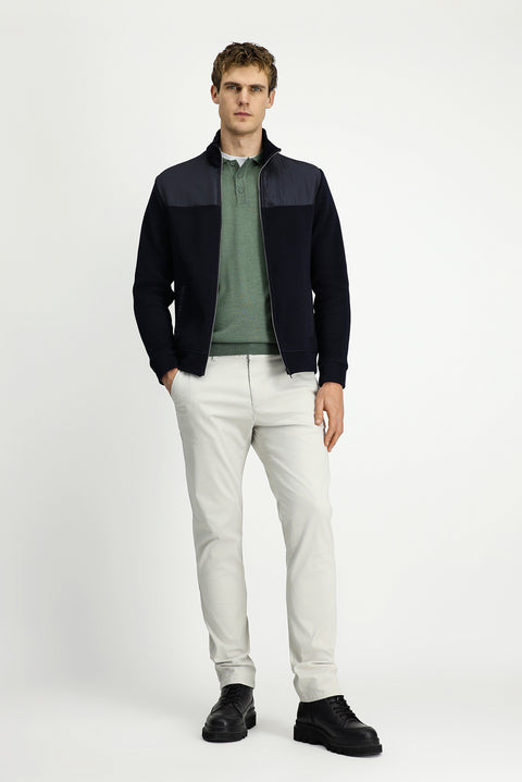 Koyu Lacivert Dik Yaka Scuba Detaylı Fermuarlı Örme Mont