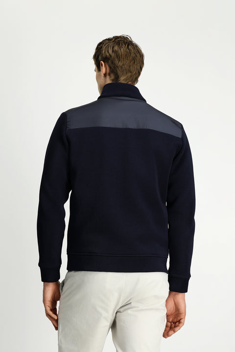 Koyu Lacivert Dik Yaka Scuba Detaylı Fermuarlı Örme Mont