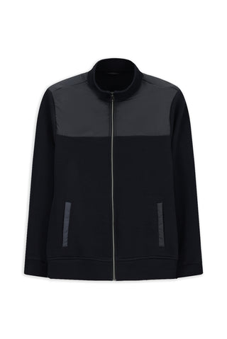  Koyu Lacivert Dik Yaka Scuba Detaylı Örme Mont