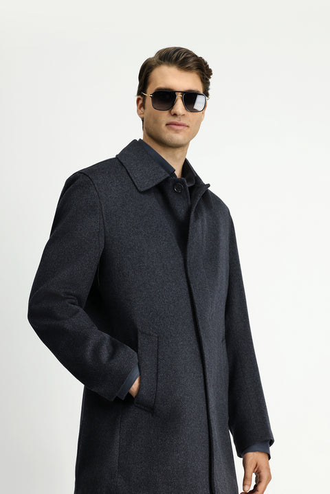 Açık Füme Klasik Yünlü Kaban