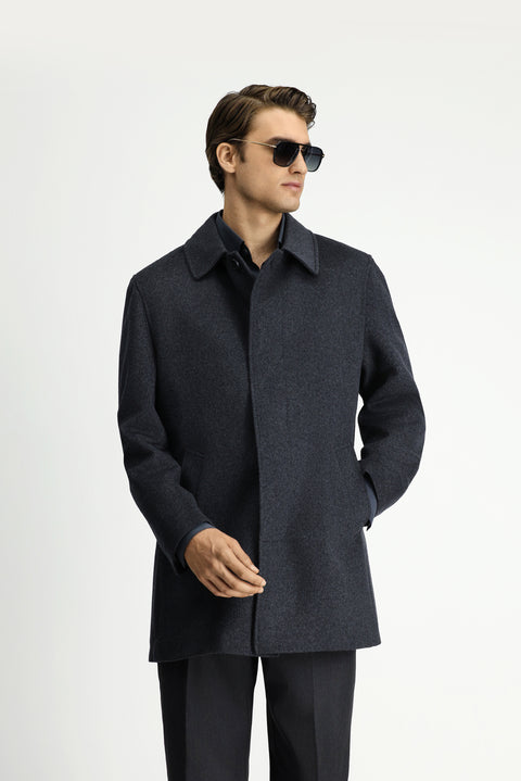 Açık Füme Klasik Yünlü Kaban