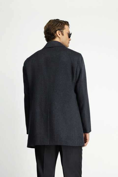 Açık Füme Klasik Yünlü Kaban