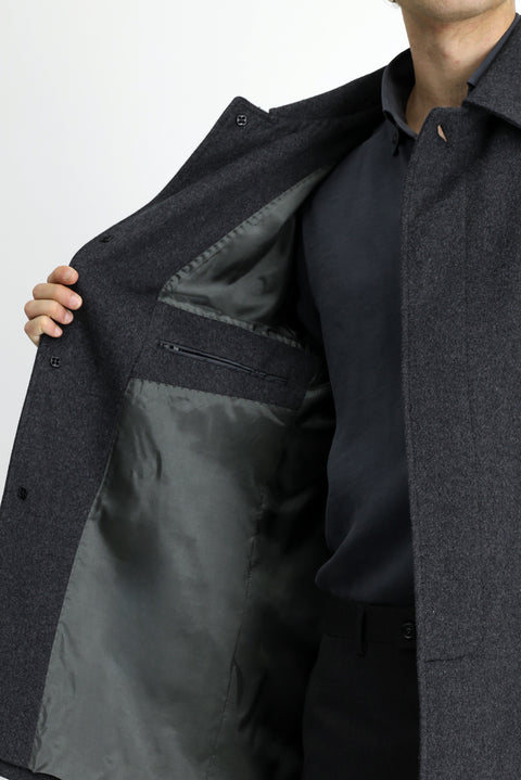 Açık Füme Klasik Yünlü Kaban