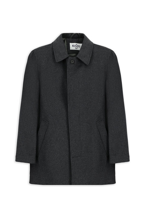 Açık Füme Klasik Yünlü Kaban