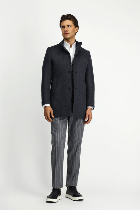 Açık Füme Yünlü Klasik Kaban