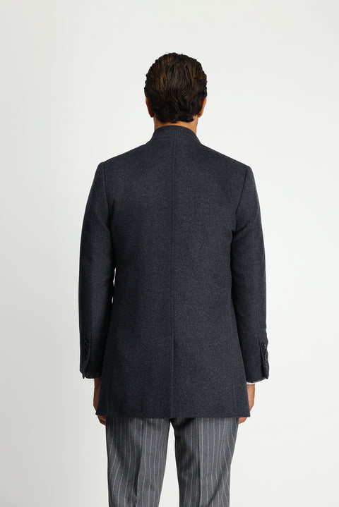 Açık Füme Yünlü Klasik Kaban