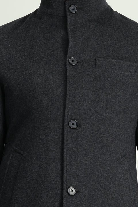 Açık Füme Yünlü Klasik Kaban