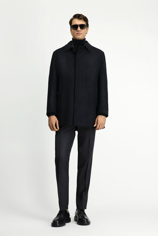  Koyu Antrasit Yünlü Klasik Kaban