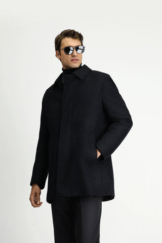  Koyu Antrasit Yünlü Klasik Kaban