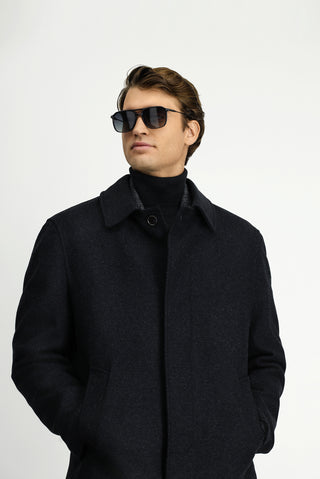  Koyu Antrasit Yünlü Klasik Kaban