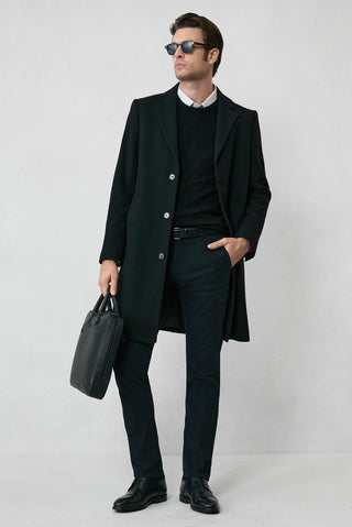  Siyah Yünlü Klasik Kaban