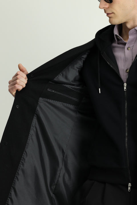 Siyah Yünlü Klasik Kaban