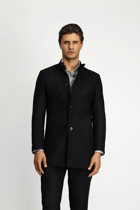 Siyah Yünlü Klasik Kaban