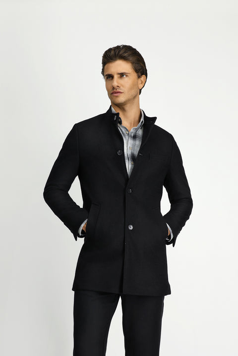 Siyah Yünlü Klasik Kaban