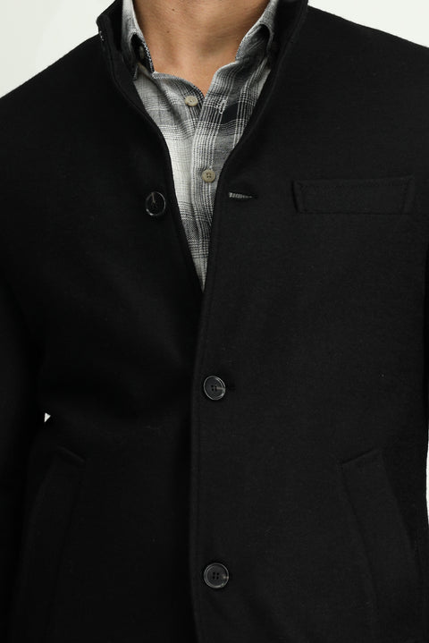 Siyah Yünlü Klasik Kaban